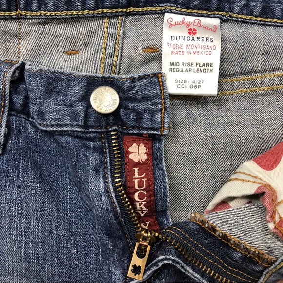 Lucky Brand Mid Rise Flare Dungarees Jeans Size 4 - Picture 7 of 9